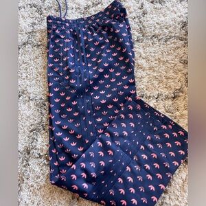 Adidas Firebird Monogram Track Pants Dark Blue Pink Trefoil, Size Small, NWOT
